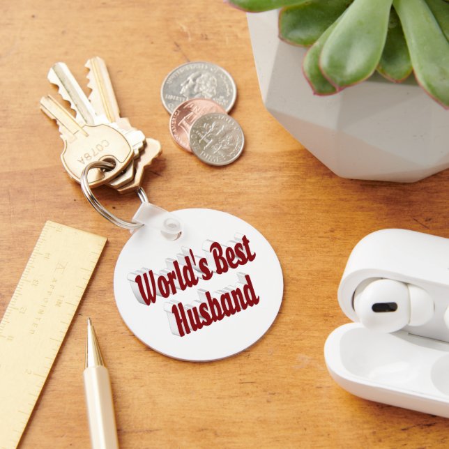 Husband with burgundy text  key ring (Desk)
