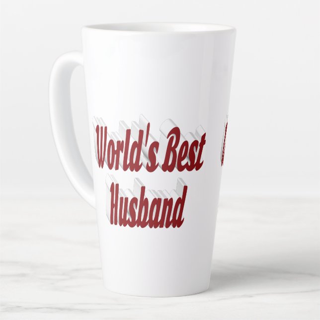 Husband with burgundy text  latte mug (Left Angle)