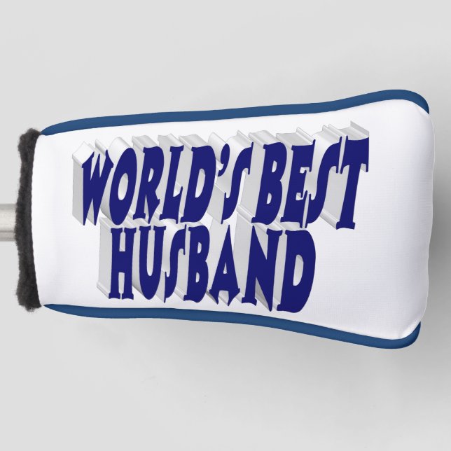 Husband with dark blue text  golf head cover (Front)