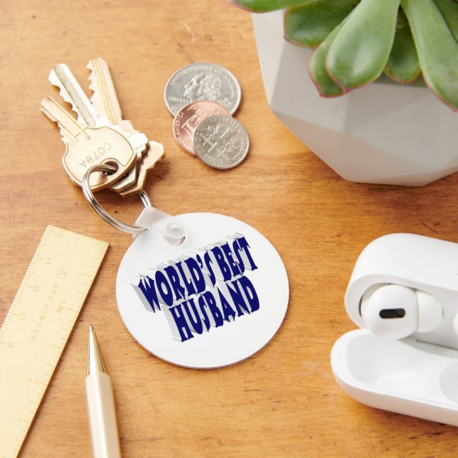 Husband with dark blue text  key ring (Desk)