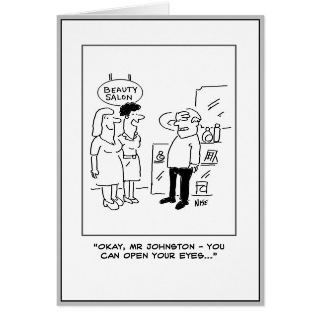 Husband with Eyes Closed Waits to be Surprised. (Front)