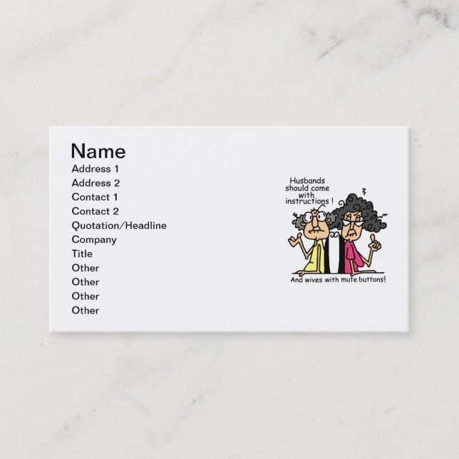 Husbands and Wives Attitude Humour Business Card (Front)