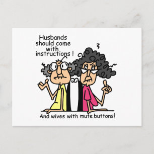 Husbands and Wives Attitude Humour Postcard