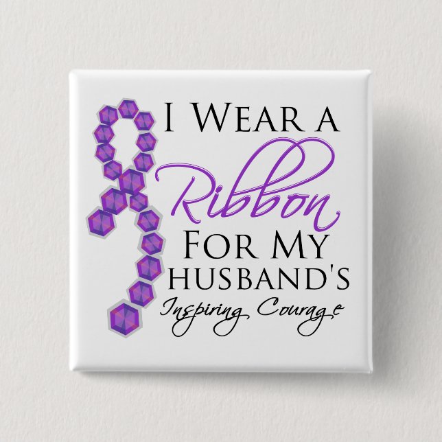 Husband's Inspiring Courage - Pancreatic Cancer 15 Cm Square Badge (Front)