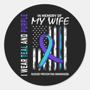 Husbynd In Memory Of Wife Suicide Awareness Preven Classic Round Sticker