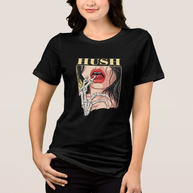 HUSH Graphic Women's T-Shirt – Bold Aesthetic Art  Tri-Blend Shirt (Front)