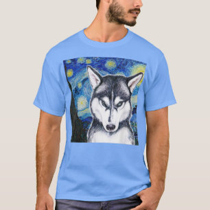Huskey on a Starry Night  T-Shirt