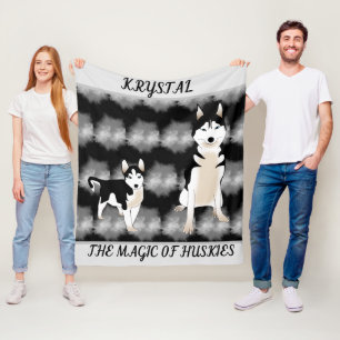 Huskies blanket with personalized name.