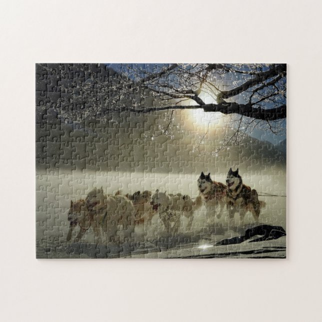 Huskies in the Snow Jigsaw Puzzle (Horizontal)