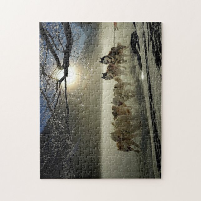 Huskies In The Snow Jigsaw Puzzle (Vertical)
