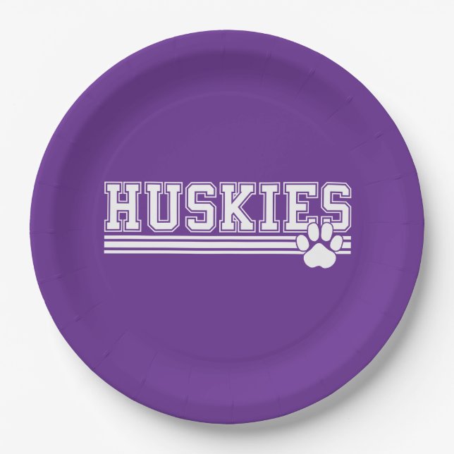 Huskies Paw  Paper Plate (Front)