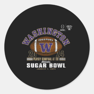 Huskies Sugar Bowl 2024 Cfp Football Vintage Logo  Classic Round Sticker