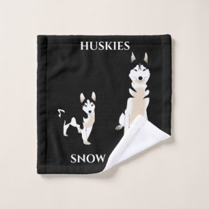 Huskies wash cloth with pets name.