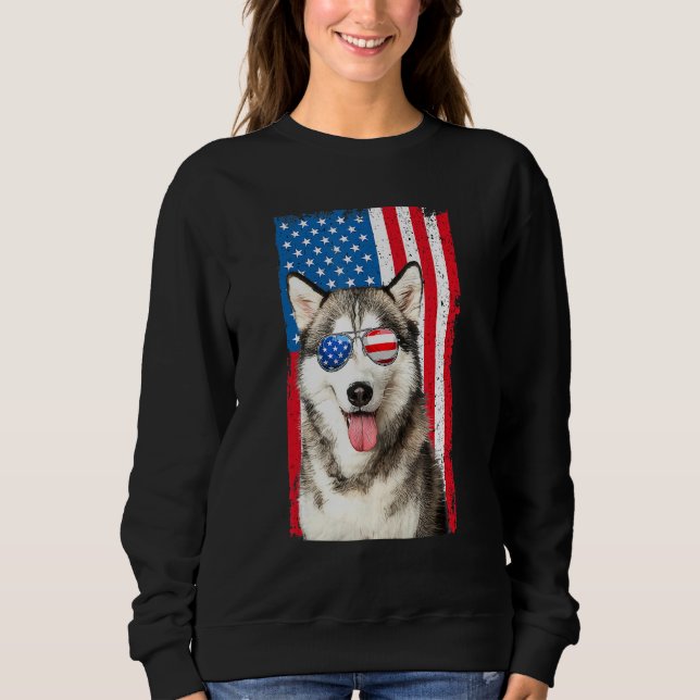 Husky 4th Of July Men Siberian Husky Dog Love Owne Sweatshirt (Front)