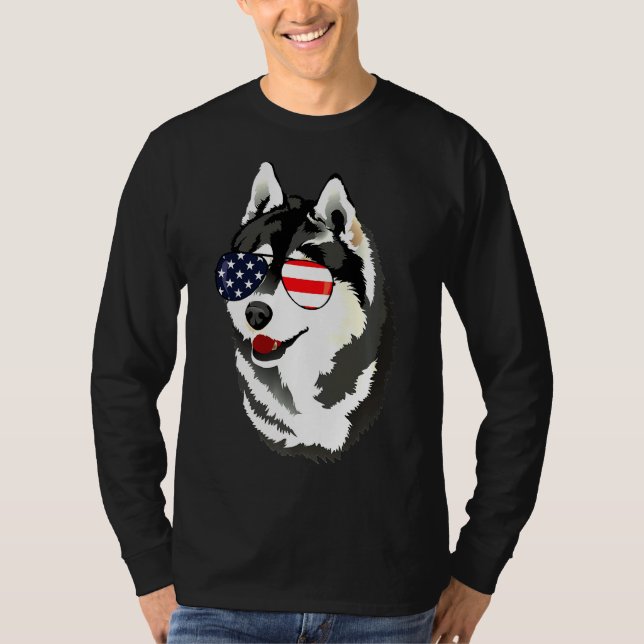 Husky 4th Of July Sunglasses T-Shirt (Front)