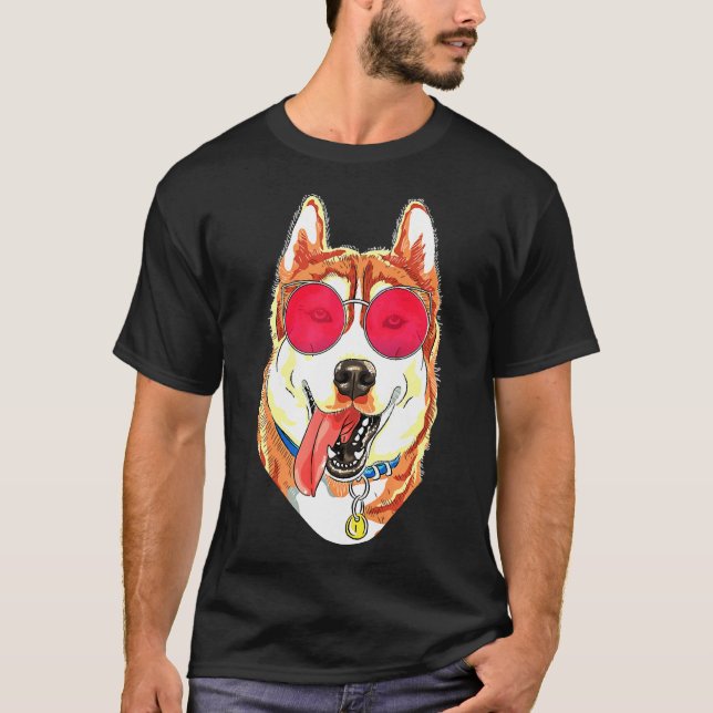 Husky 80s 90s Sunglasses T-Shirt (Front)
