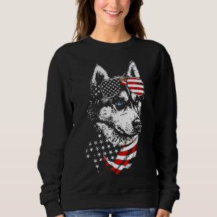 Husky America Usa Flag Patriotic Sweatshirt