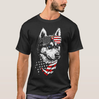 Husky America Usa Flag Patriotic T-Shirt