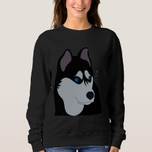 Husky And  Blue Eye Wink Girl Sweatshirt
