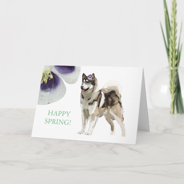 Husky and flower Greeting Card (Front)