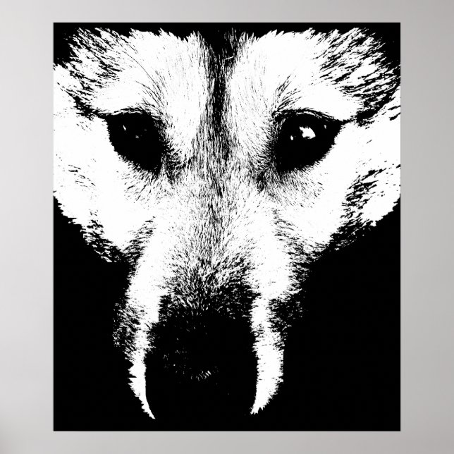 Husky Art Print Sled Dog Art Poster Wolf Pup Gifts (Front)