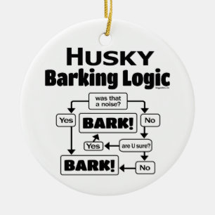 Husky Barking Logic Ceramic Tree Decoration