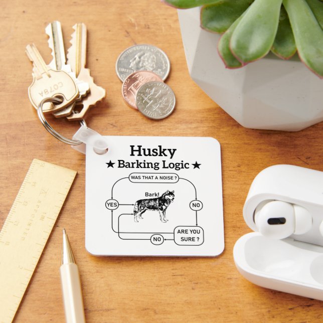 Husky Barking Logic Funny Siberian Dog Sarcastic  Key Ring (Desk)