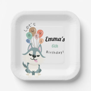 Husky Birthday Party Paper Plate