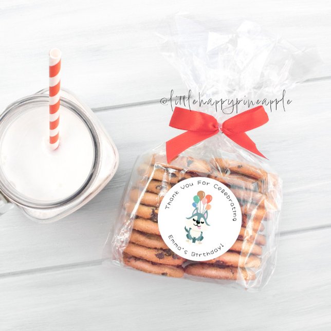 Husky Birthday Party Thank You Classic Round Sticker (Creator Uploaded)