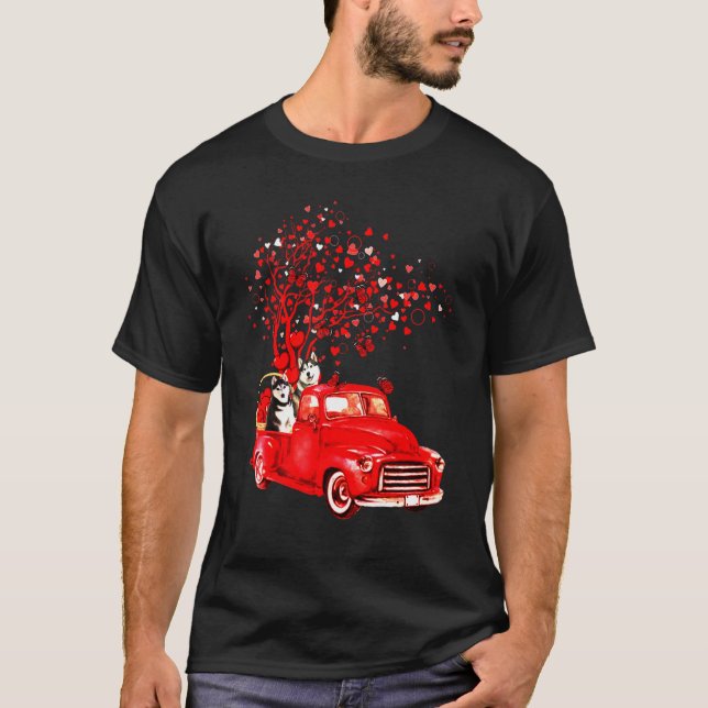 Husky Butterfly Heart Tree T-Shirt (Front)