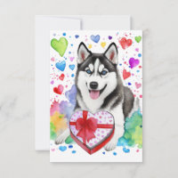 Husky Candy Heart Card