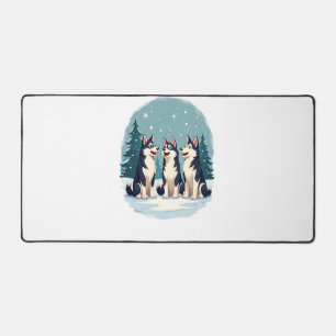 Husky Christmas Choir Desk Mat