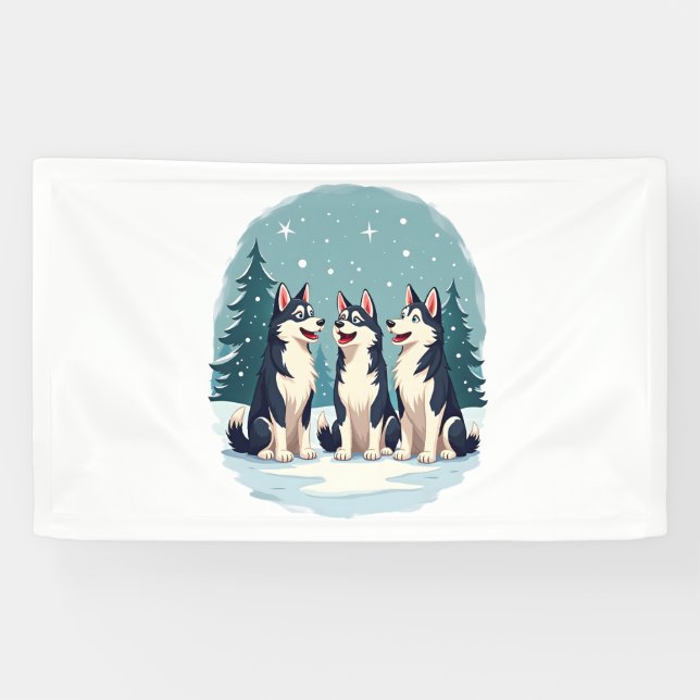 Husky Christmas Choir dog Banner (Horizontal)