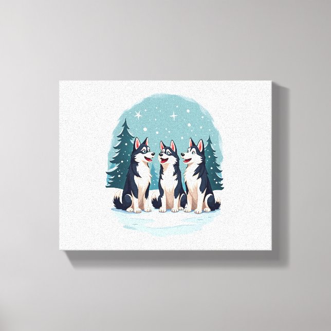 Husky Christmas Choir dog Canvas Print (Front)