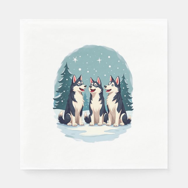 Husky Christmas Choir dog Napkin (Front)
