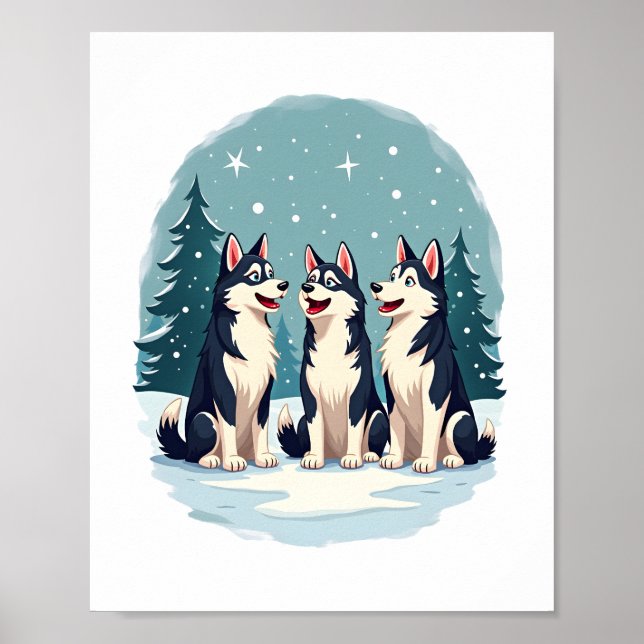 Husky Christmas Choir dog Poster (Front)