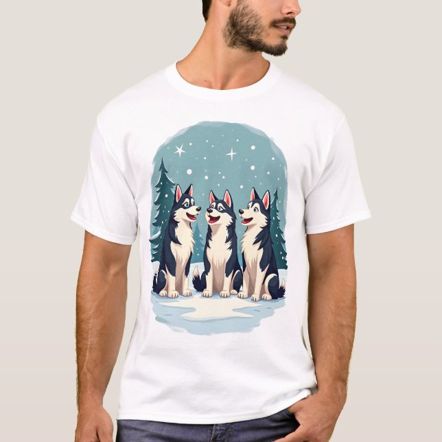 Husky Christmas Choir T-Shirt (Front)