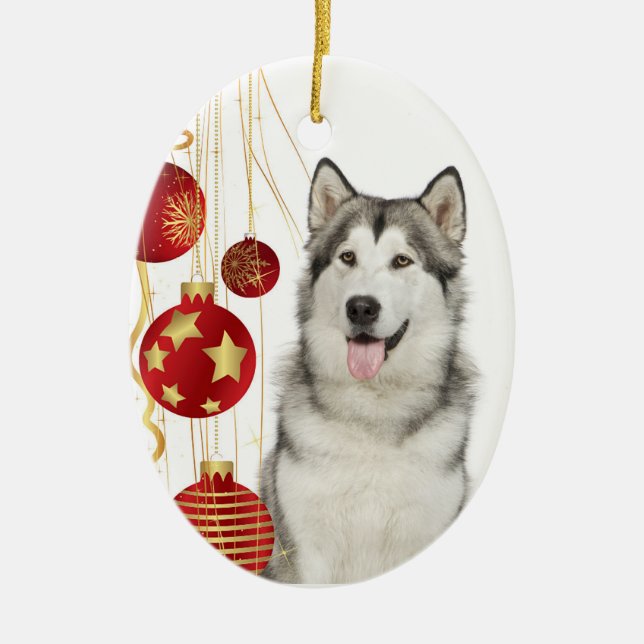 Husky Christmas Ornament (Front)