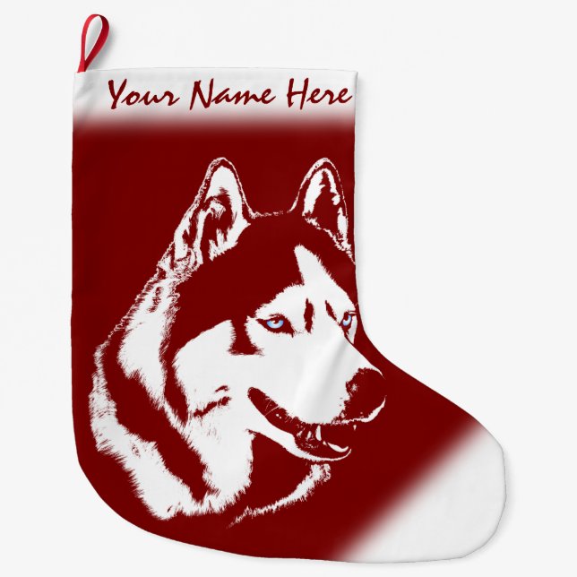 Husky Christmas Stocking Personalised Dog Stocking (Front)