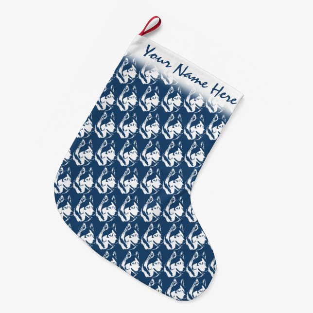 Husky Christmas Stocking Personalised Dog Stocking (Front (Hanging))