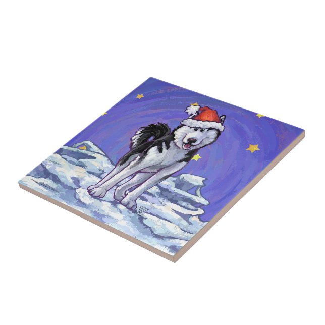 Husky Christmas Tile (Side)