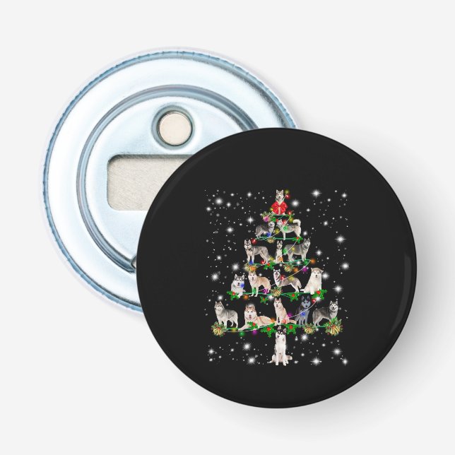 Husky Christmas Tree Covered By Flashlight Bottle Opener (Front)