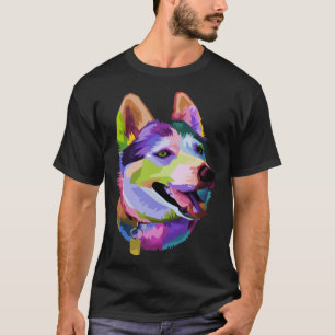 husky Colourful Dog Pop Style T-Shirt