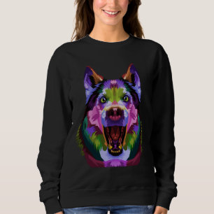 Husky Colourful Pop Art Portrait For Dog Owners Ch Sweatshirt