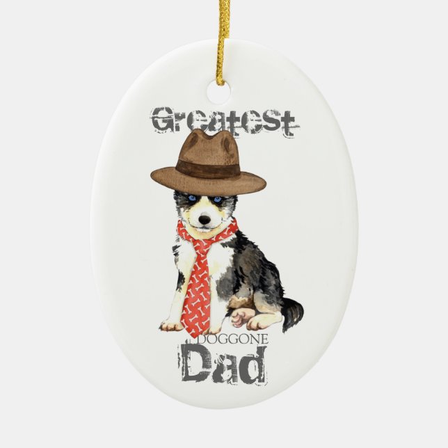 Husky Dad Ceramic Ornament (Front)