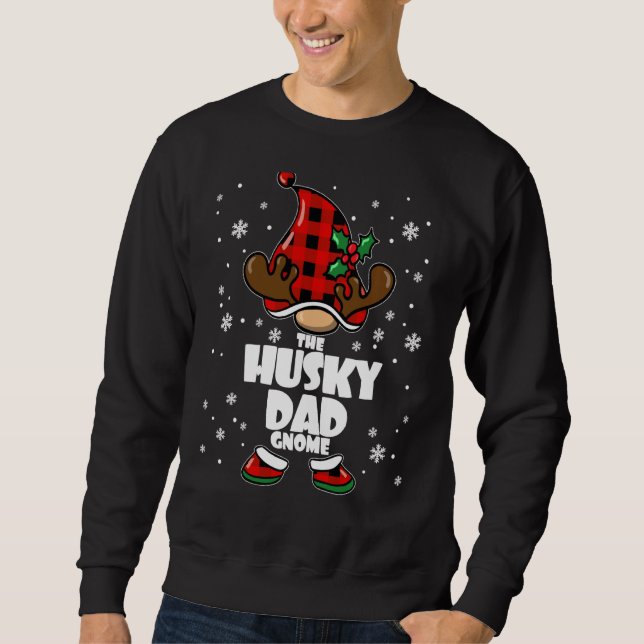 Husky Dad Gnome Christmas Husky Papa Siberian Husk Sweatshirt (Front)