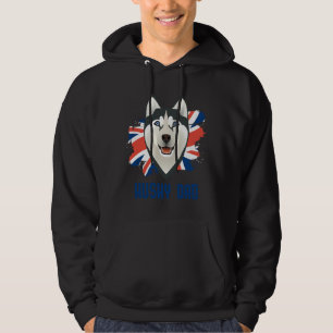 Husky Dad With Vintage Union Jack Hoodie