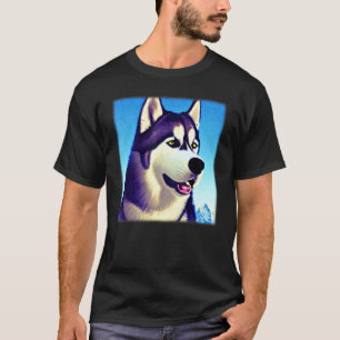Husky design dog imprint artwork face with Siberia T-Shirt