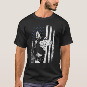 Husky Distressed Vintage Black And White USA Flag T-Shirt