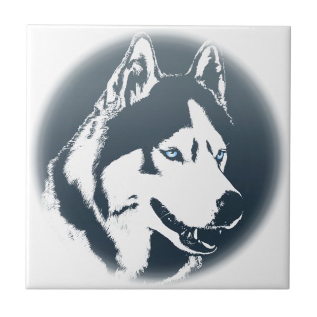 Husky Dog Art Ceramic Tile Sled Dog Decor & Gifts (Front)
